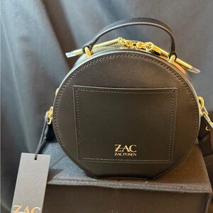 Zac Posen Black Drum Bag in Black Leather BNWT